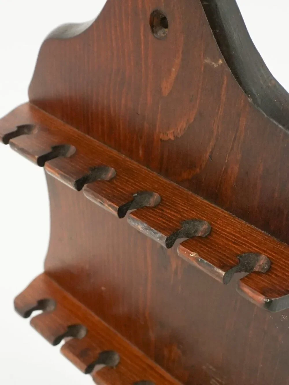 Vintage Collector Spoon Display Rack, Holder, Dark Wood Wall Mount, 10x7 Inch